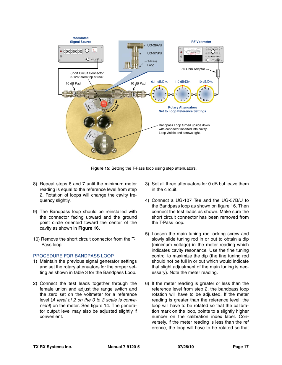 Procedure for bandpass loop | Bird Technologies 73-67-25 Series User Manual | Page 23 / 32