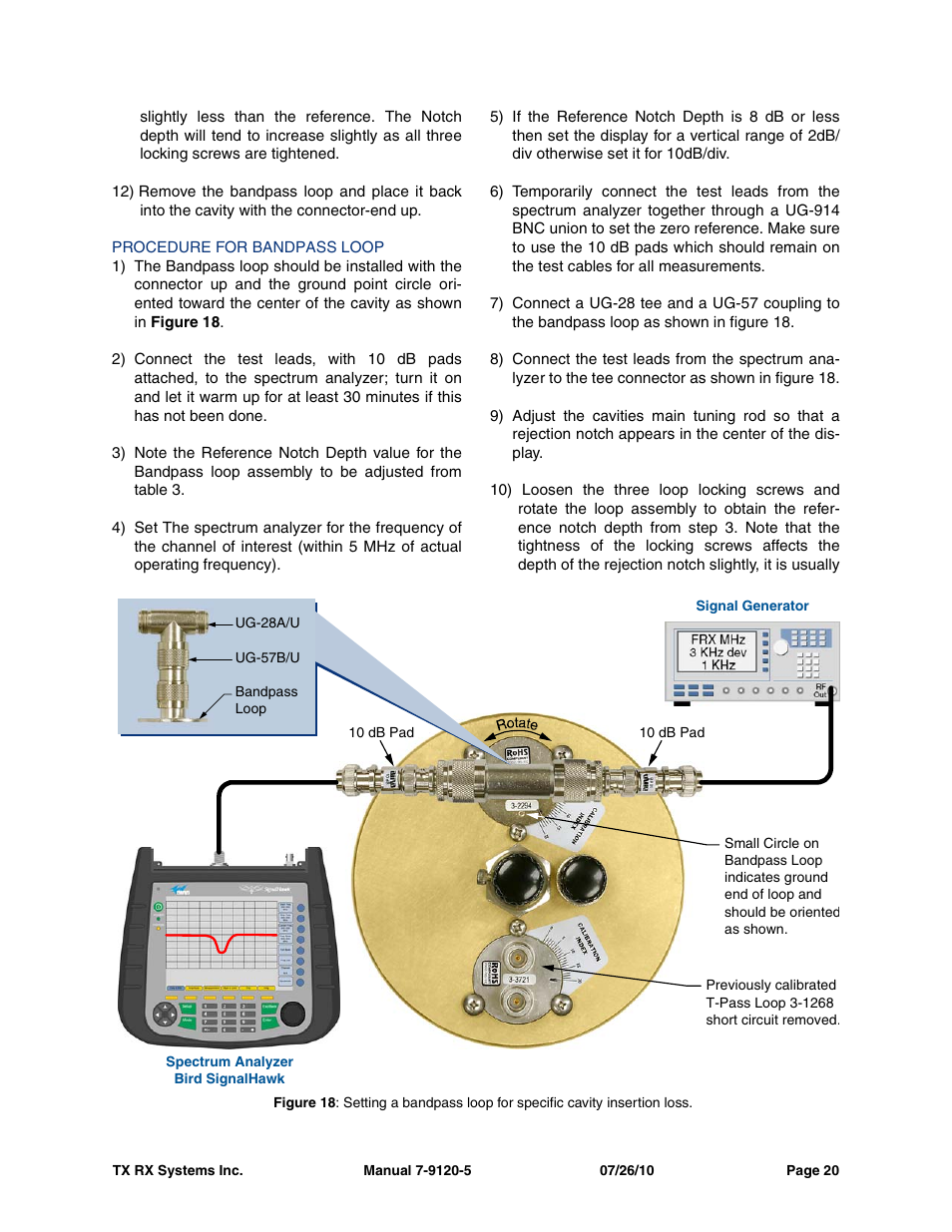 Procedure for bandpass loop | Bird Technologies 73-67-25 Series User Manual | Page 26 / 32
