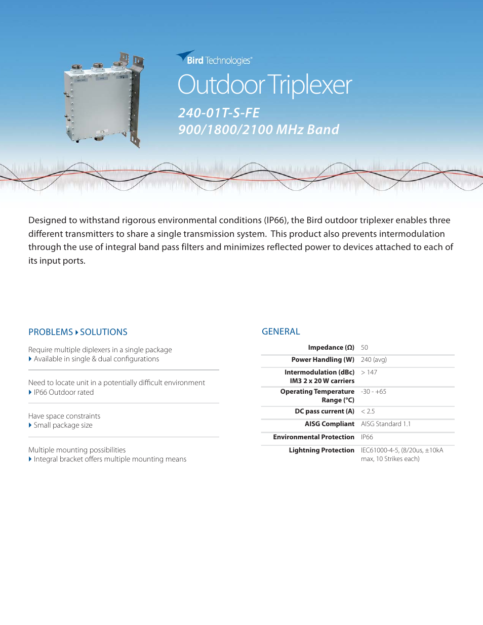 Bird Technologies 240-01-T-S-FE User Manual | 2 pages