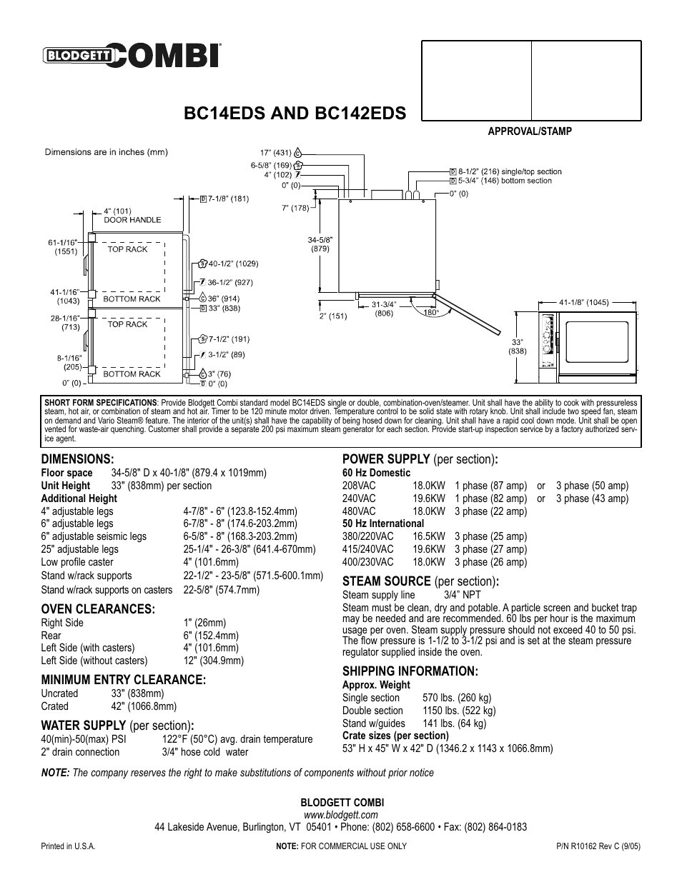 Blodgett COMBI BC14EDS User Manual | Page 2 / 2