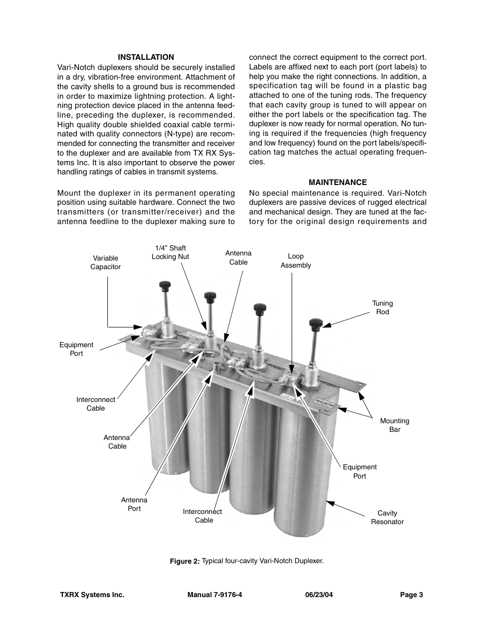 Installation, Maintenance | Bird Technologies 28-88-04B User Manual | Page 7 / 20