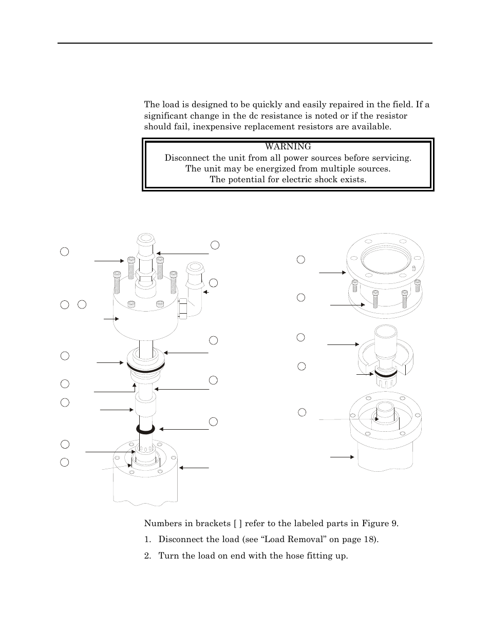 Resistor servicing, Resistor removal, Figure 9 load exploded view | Bird Technologies 8640B Series User Manual | Page 34 / 44