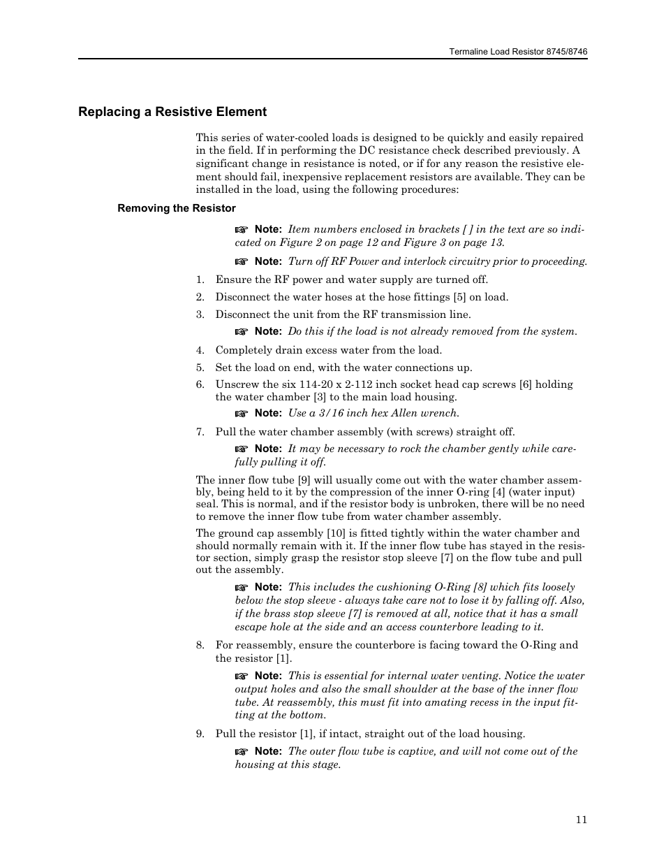 Replacing a resistive element, Removing the resistor | Bird Technologies 8750 Series User Manual | Page 21 / 32