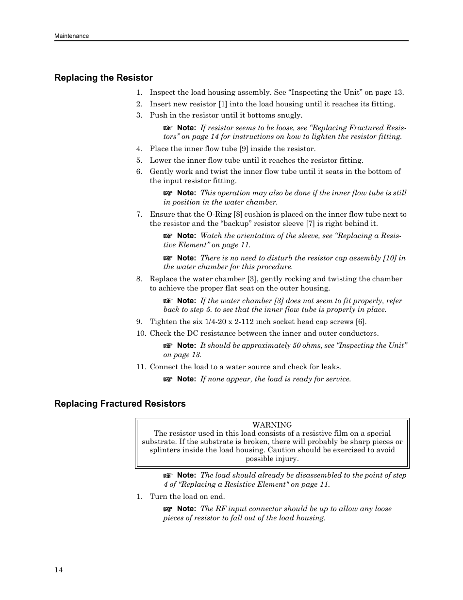 Replacing the resistor, Replacing fractured resistors | Bird Technologies 8750 Series User Manual | Page 24 / 32