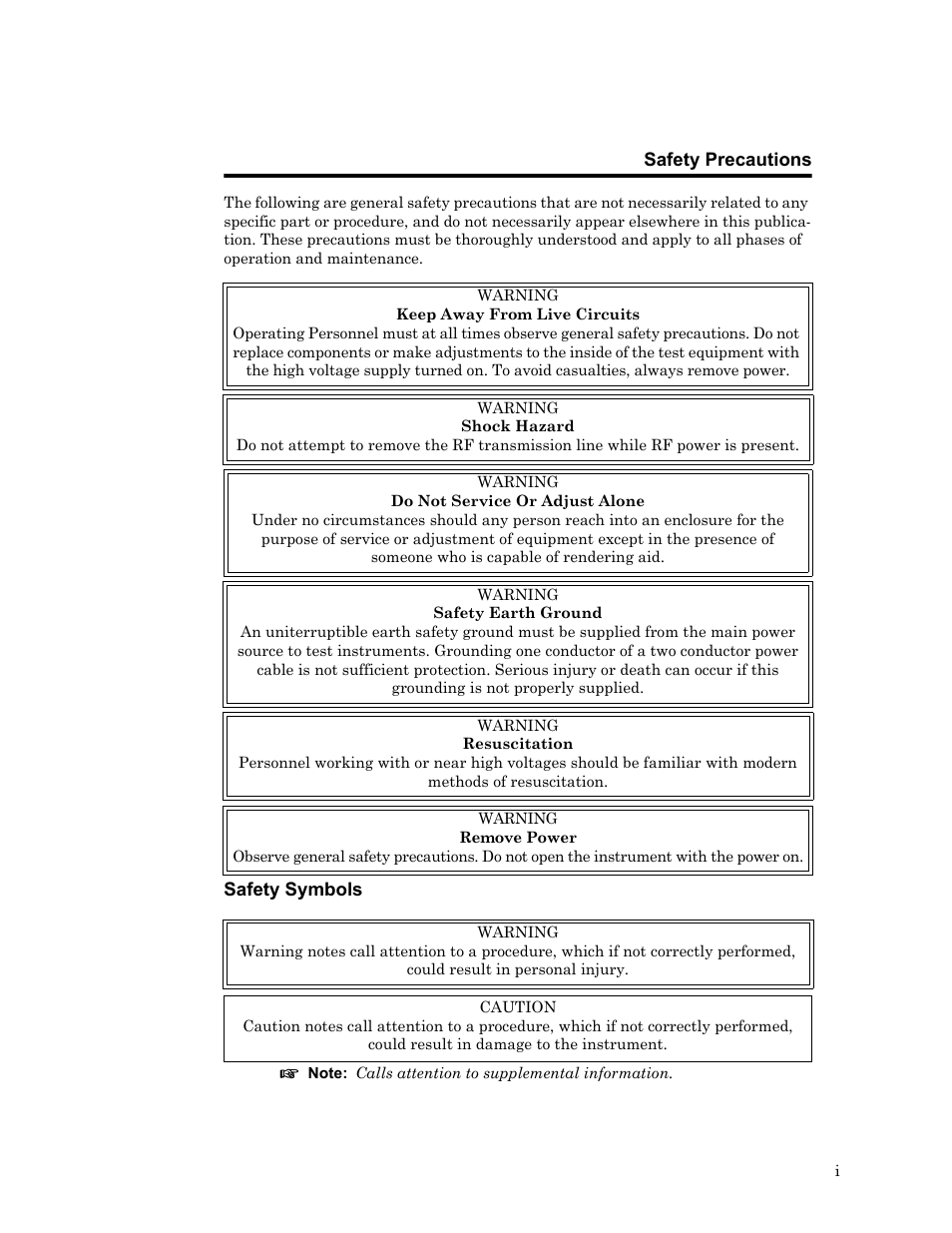 Safety precautions, Safety symbols | Bird Technologies 8750 Series User Manual | Page 3 / 32