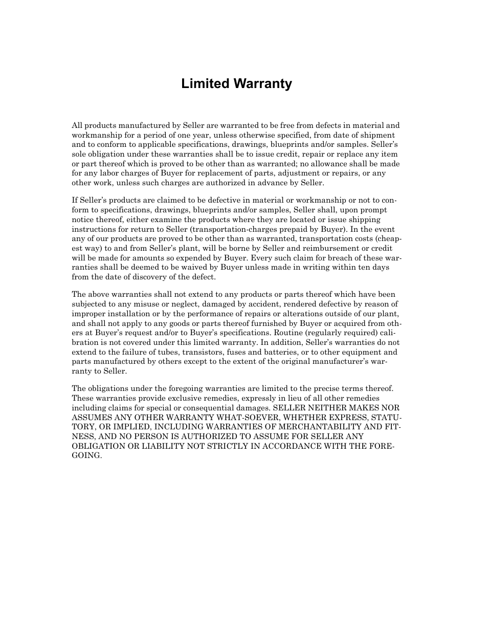 Limited warranty | Bird Technologies 8750 Series User Manual | Page 32 / 32