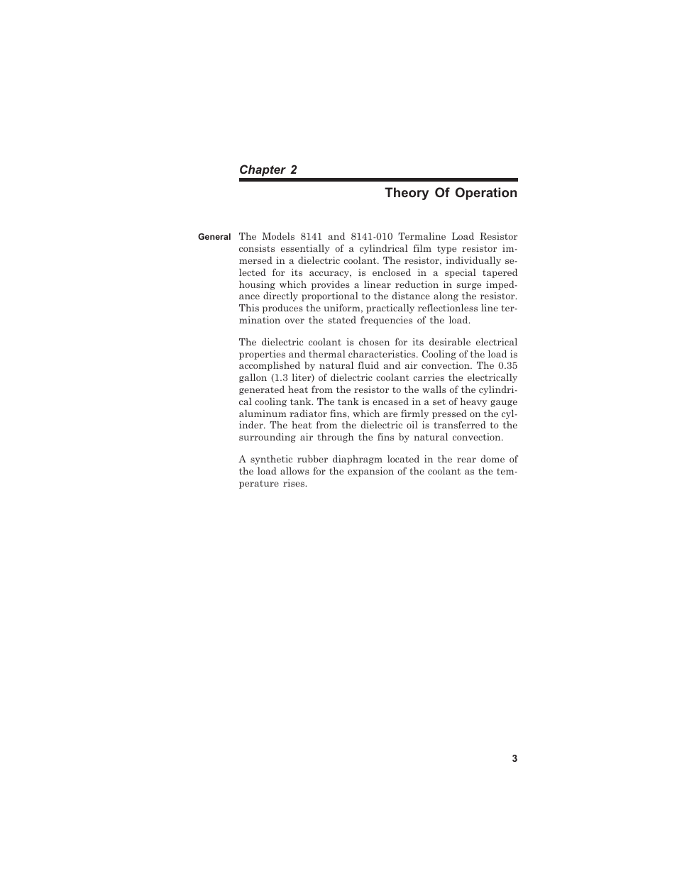 The ory of op era tion 3, Gen eral 3, Theory of operation | General | Bird Technologies 8141 User Manual | Page 13 / 26