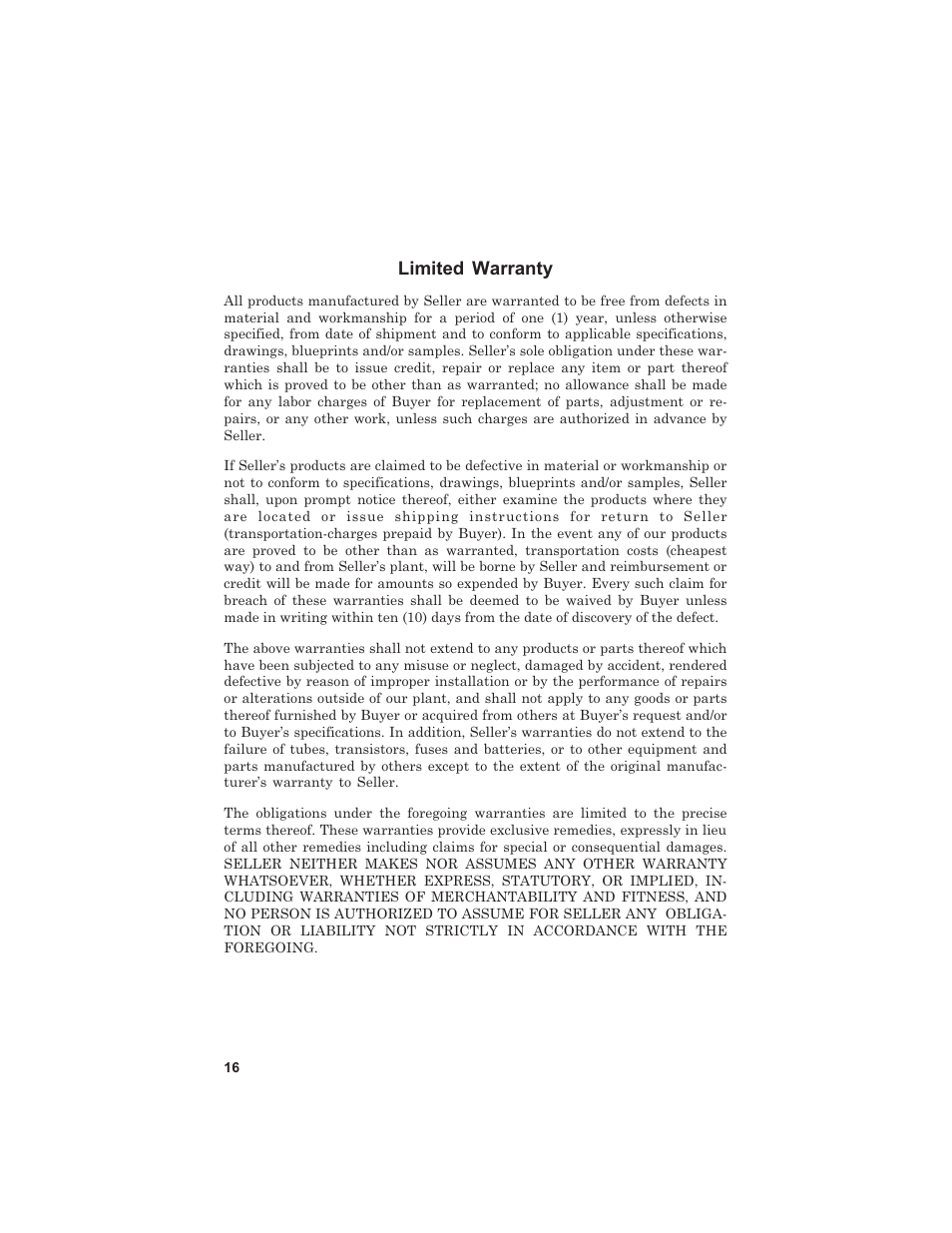 Limited warranty | Bird Technologies 8141 User Manual | Page 26 / 26