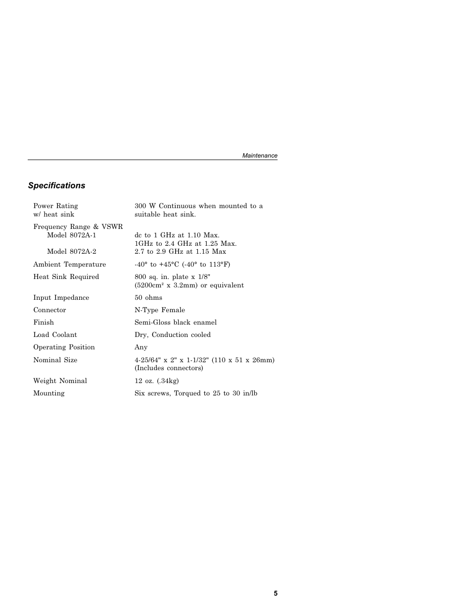 Bird Technologies 8072A Series User Manual | Page 13 / 14