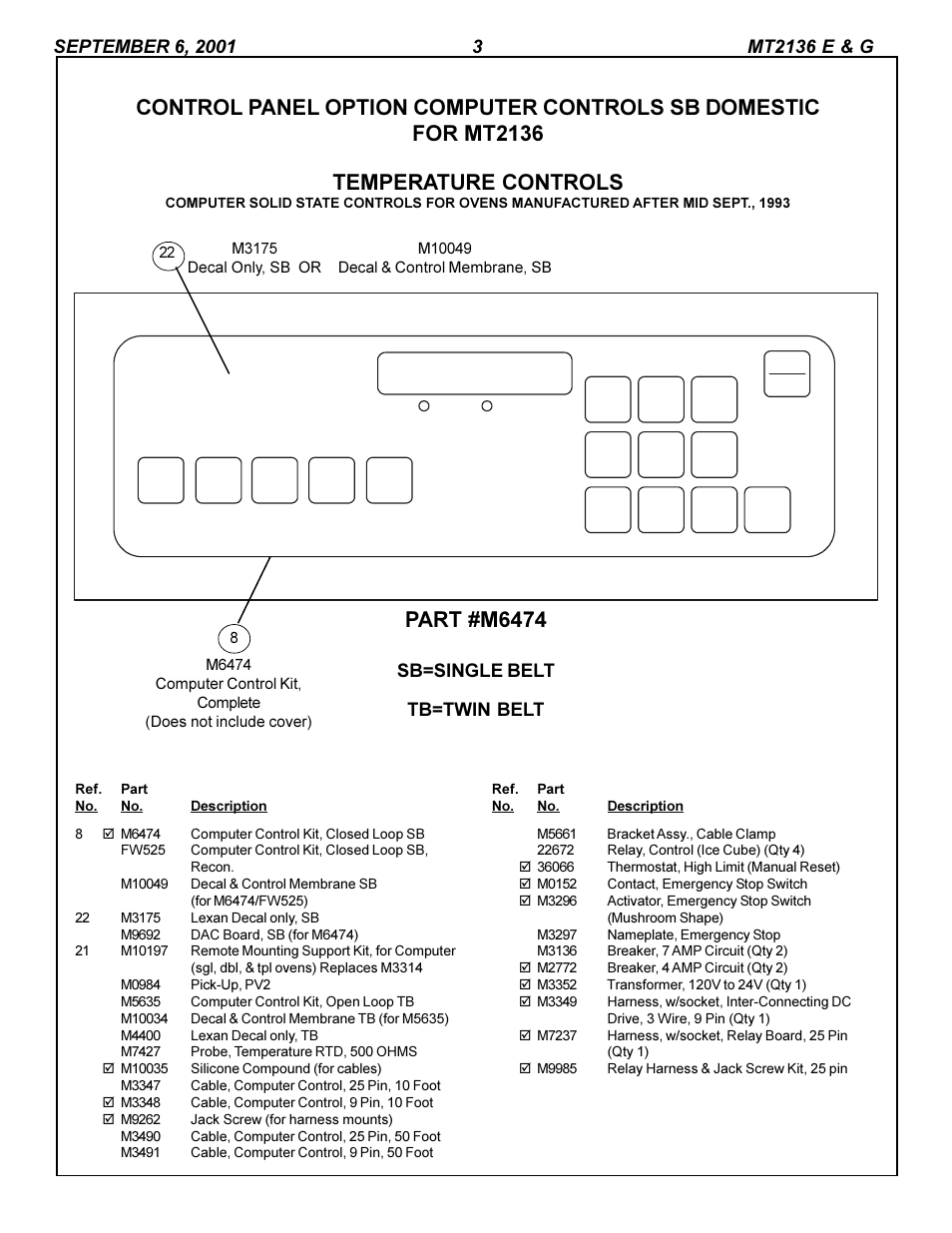 Part #m6474 | Blodgett MT2136 G User Manual | Page 3 / 8