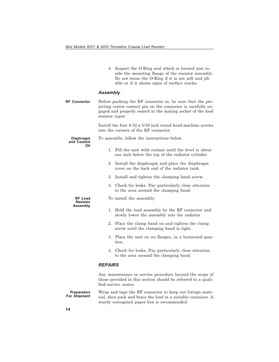 Bird Technologies 8201 User Manual | Page 24 / 27