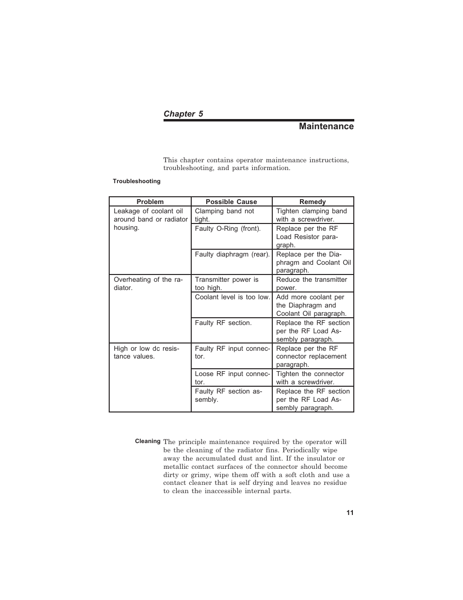 Maintenance | Bird Technologies 8401 User Manual | Page 21 / 27