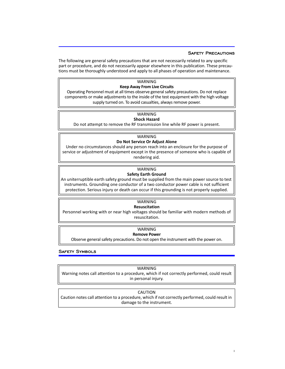 Safety precautions, Safety symbols | Bird Technologies 8860 Series User Manual | Page 3 / 30