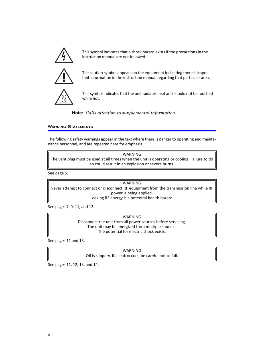 Warning statements | Bird Technologies 8860 Series User Manual | Page 4 / 30