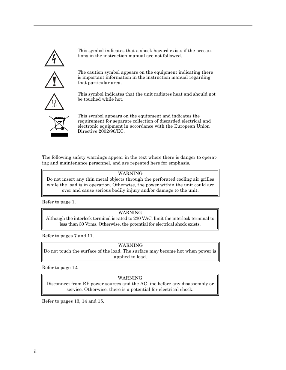 Warning statements | Bird Technologies 8578B150 Series User Manual | Page 4 / 33