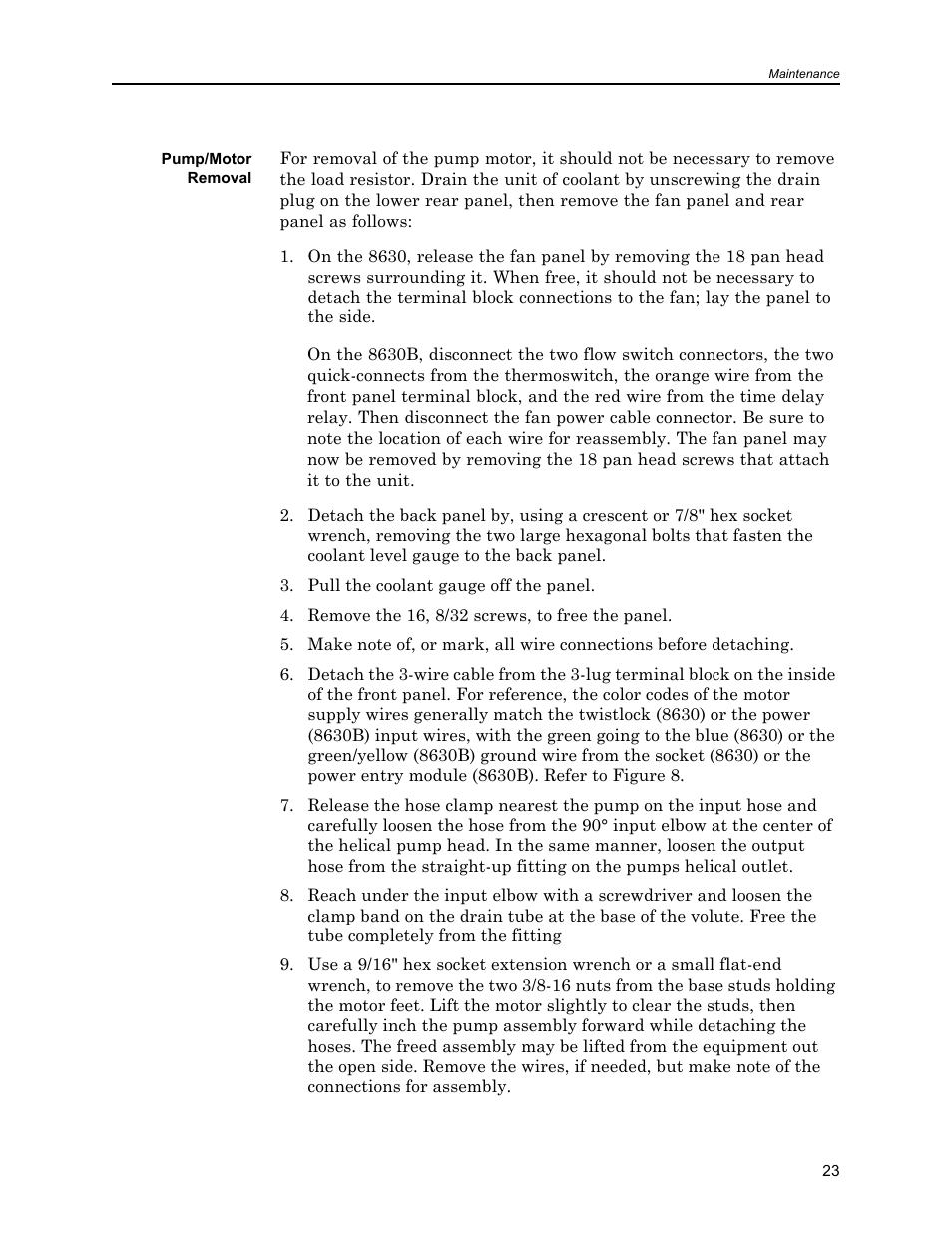 Pump/motor removal | Bird Technologies 8630B Series User Manual | Page 39 / 62