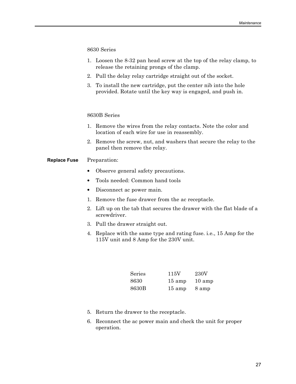 Replace fuse | Bird Technologies 8630B Series User Manual | Page 43 / 62