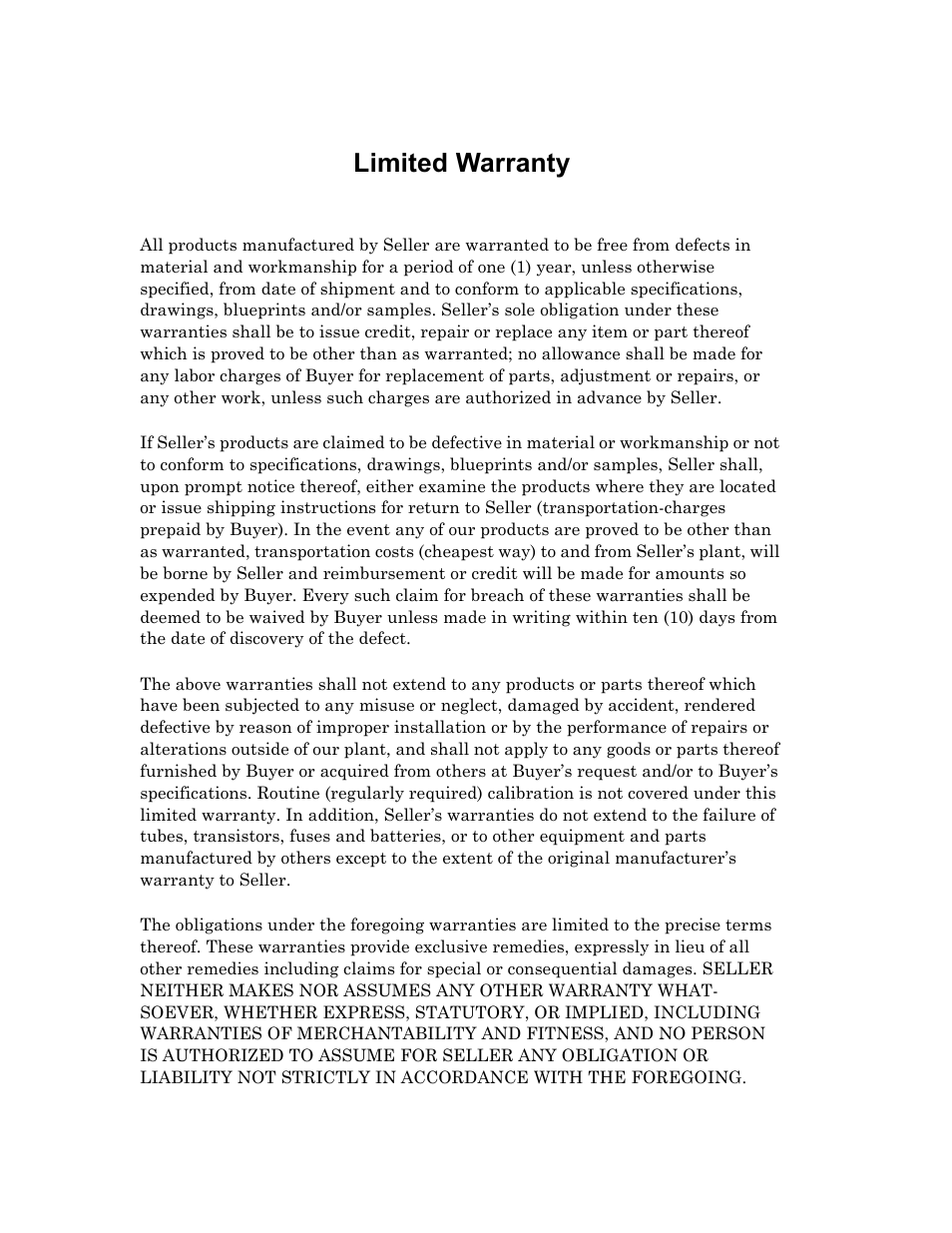 Limited warranty | Bird Technologies 8630B Series User Manual | Page 62 / 62