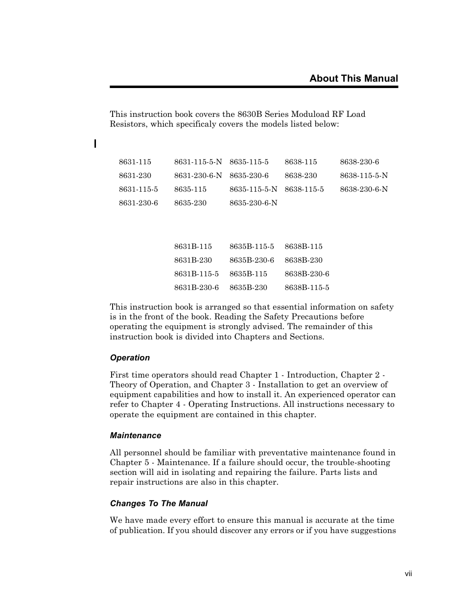 About this manual | Bird Technologies 8630B Series User Manual | Page 9 / 62