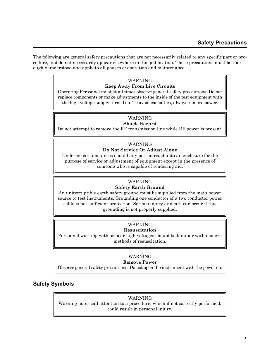 Safety precautions, Safety symbols | Bird Technologies 8730 Series User Manual | Page 3 / 34