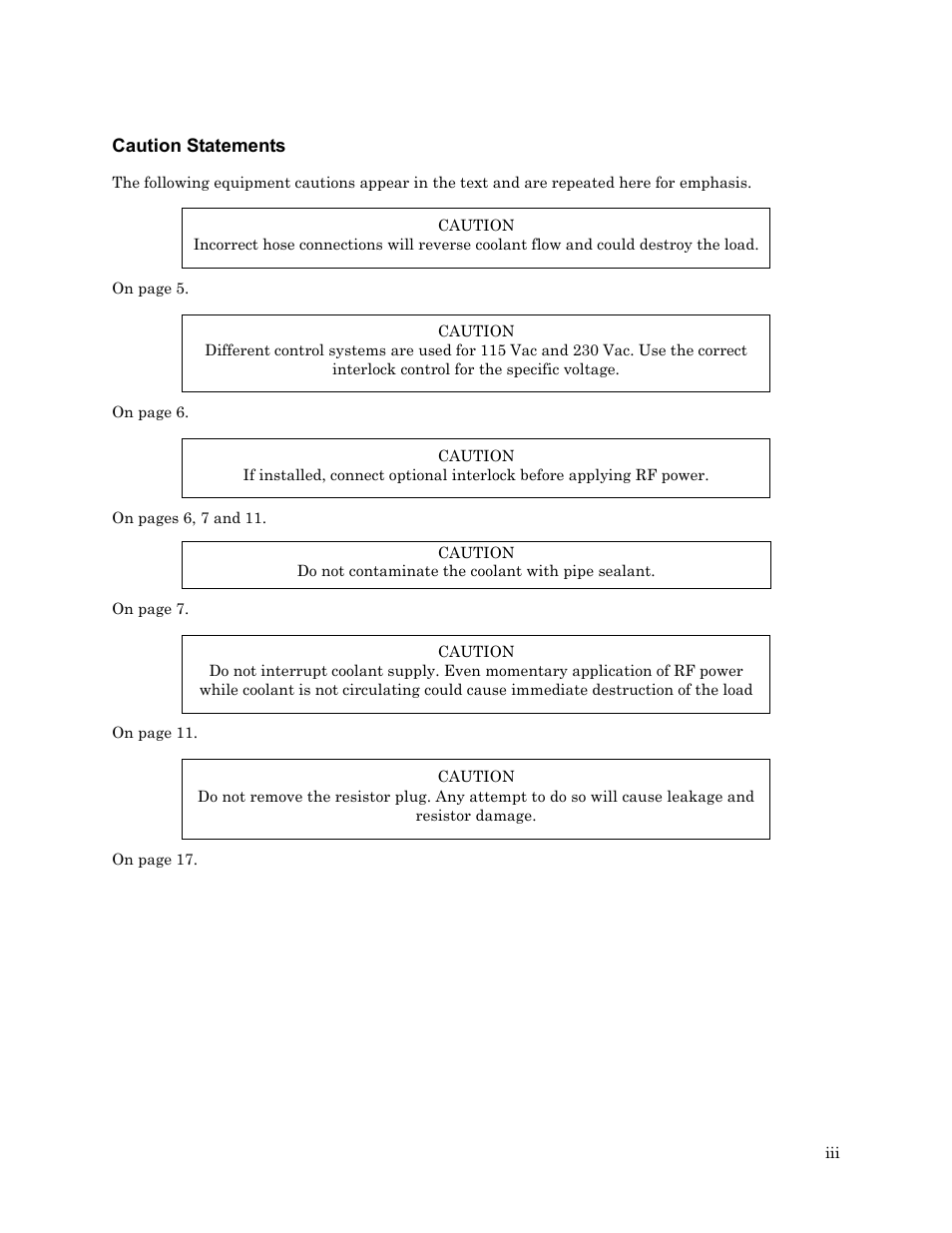 Caution statements | Bird Technologies 8730 Series User Manual | Page 5 / 34