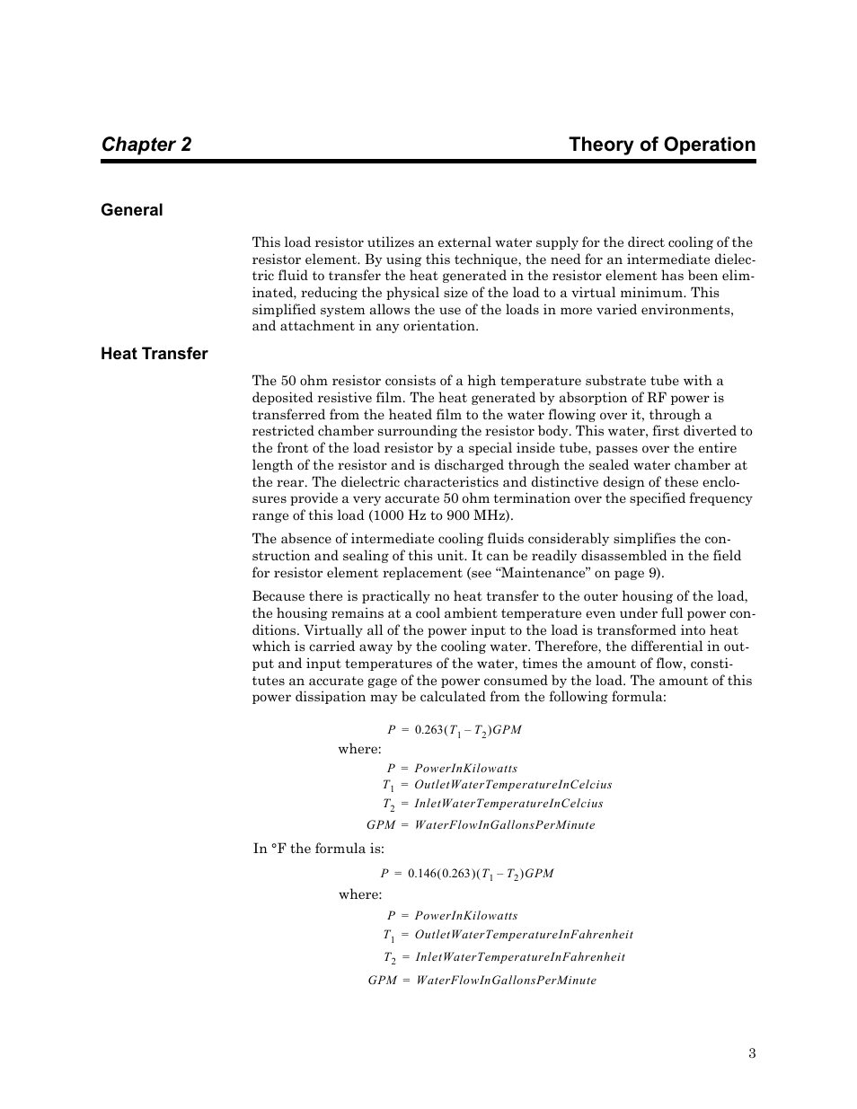 Chapter 2 theory of operation, General, Heat transfer | General heat transfer | Bird Technologies 8740 Series User Manual | Page 13 / 32