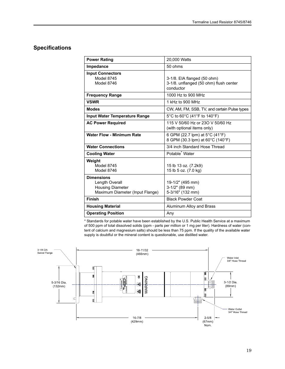 Specifications | Bird Technologies 8740 Series User Manual | Page 29 / 32