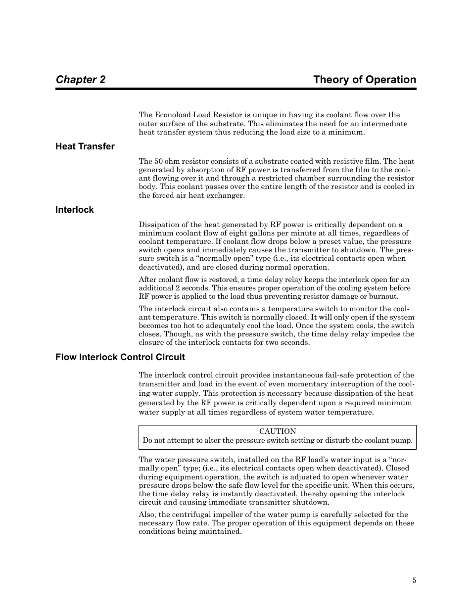 Chapter 2 theory of operation, Heat transfer, Interlock | Flow interlock control circuit | Bird Technologies 8650B Series User Manual | Page 17 / 45