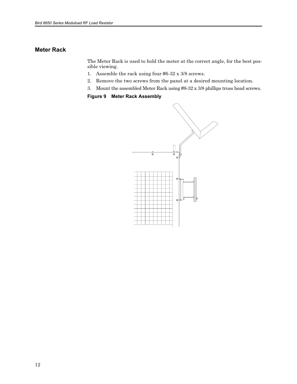 Meter rack, Figure 9 meter rack assembly | Bird Technologies 8650B Series User Manual | Page 24 / 45