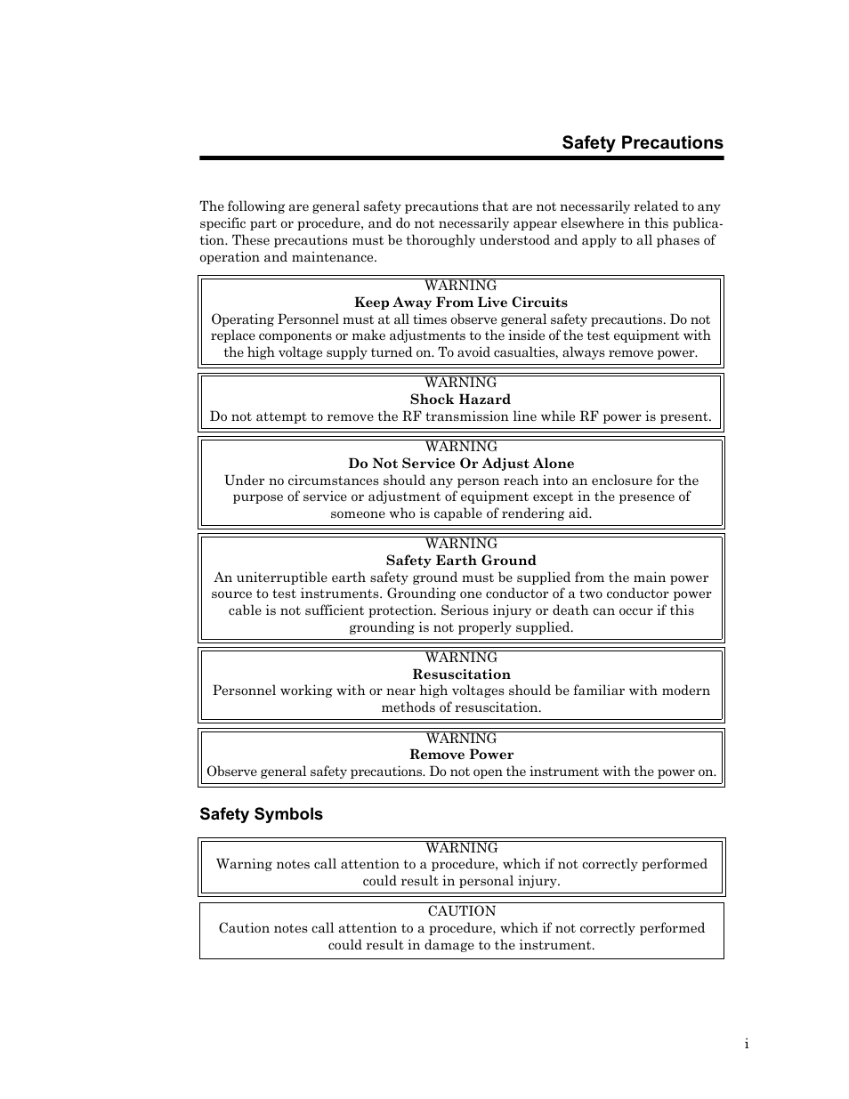 Safety symbols, Safety precautions | Bird Technologies 8650B Series User Manual | Page 3 / 45