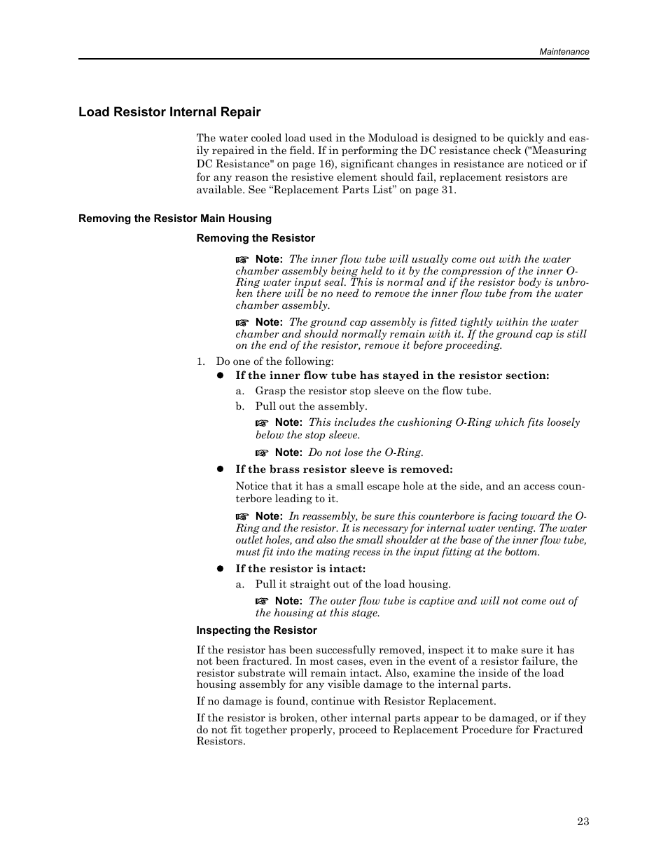 Load resistor internal repair, Removing the resistor main housing, Removing the resistor inspecting the resistor | Bird Technologies 8650B Series User Manual | Page 35 / 45