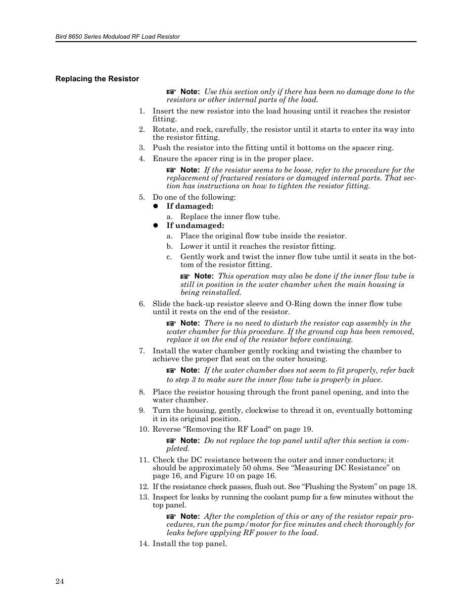 Replacing the resistor | Bird Technologies 8650B Series User Manual | Page 36 / 45