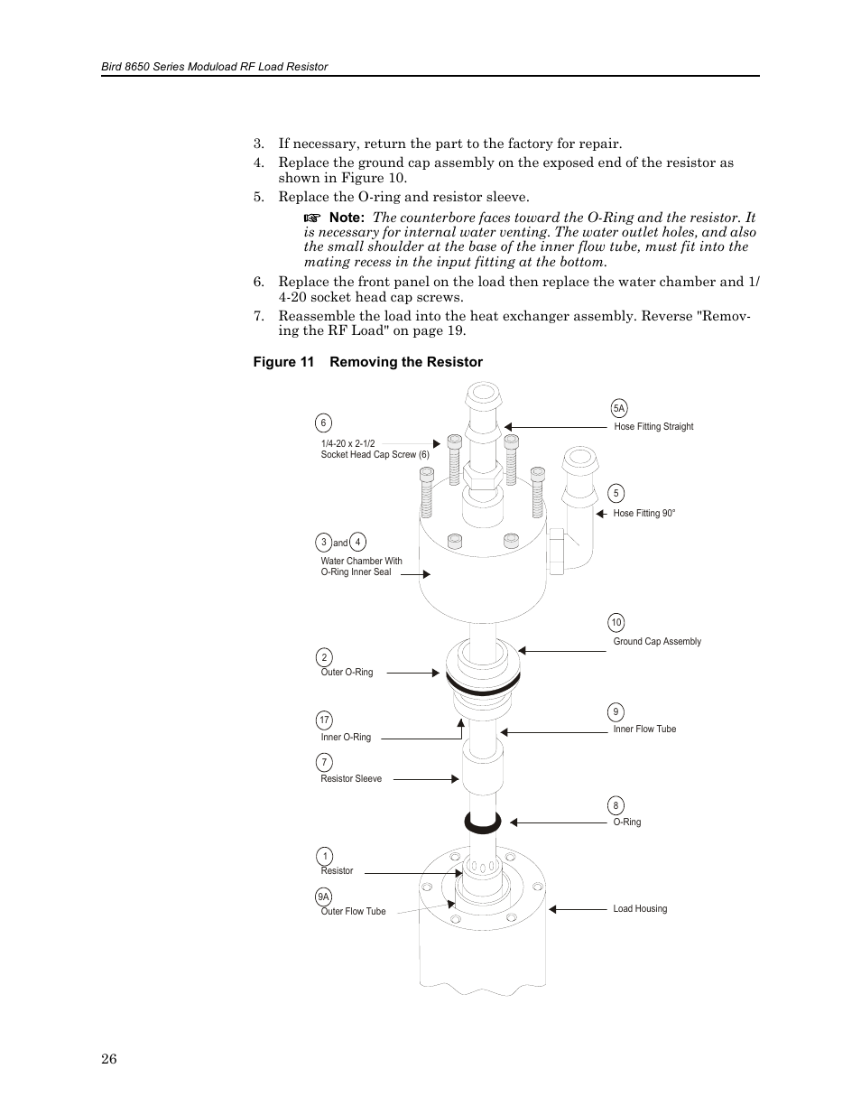 Figure 11 removing the resistor | Bird Technologies 8650B Series User Manual | Page 38 / 45