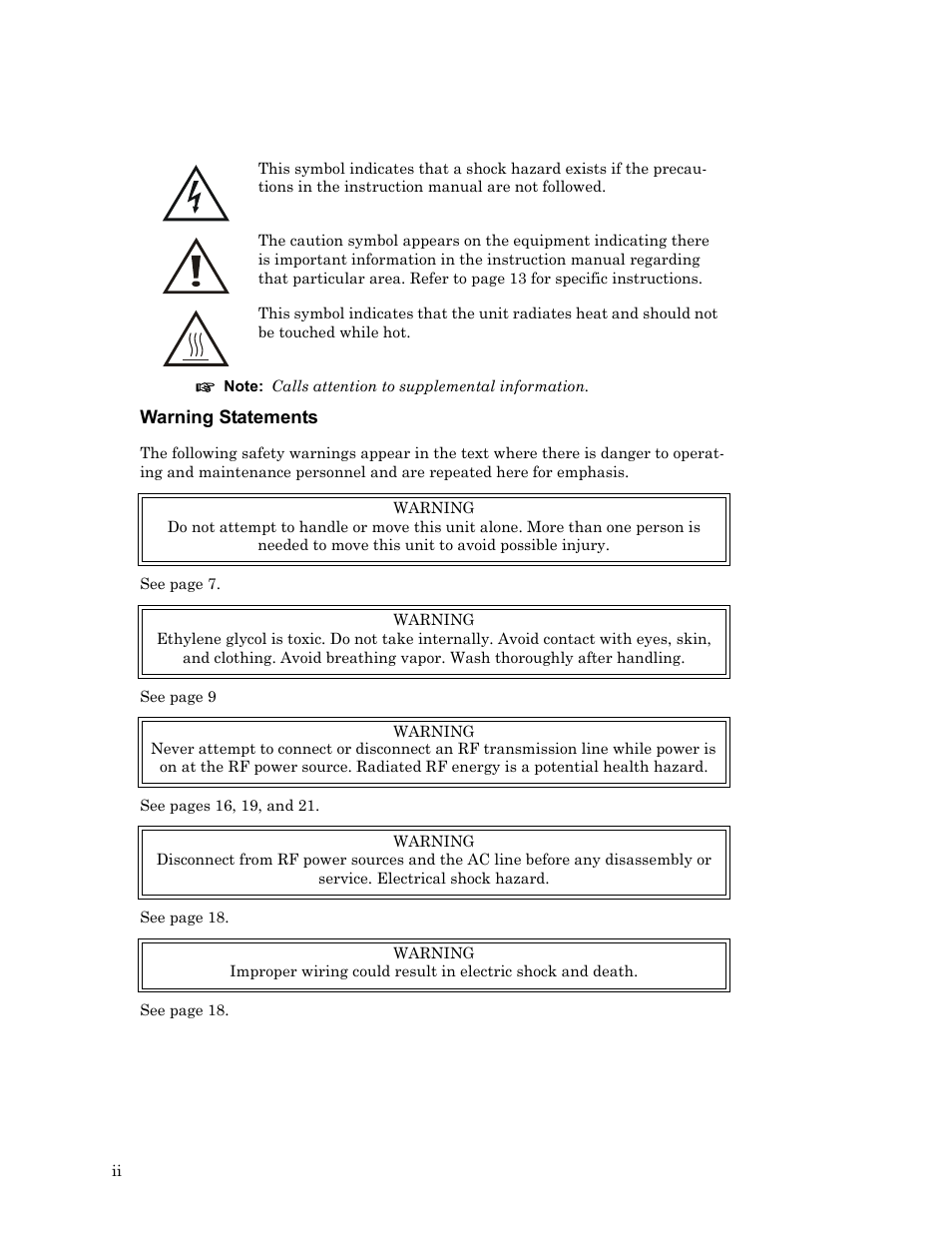 Warning statements | Bird Technologies 8650B Series User Manual | Page 4 / 45
