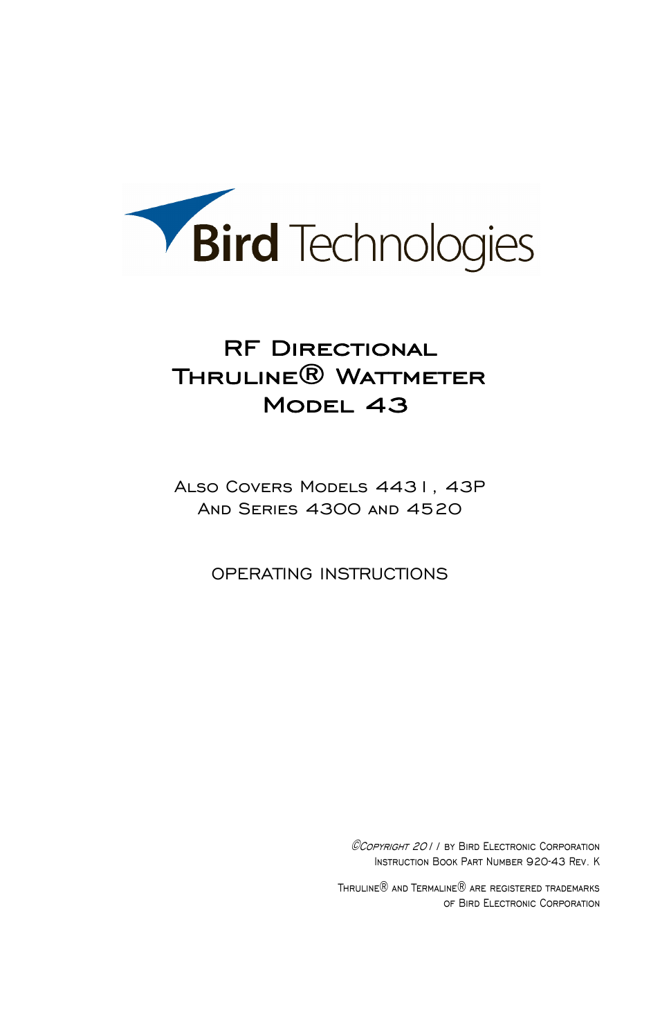 Bird Technologies 4527 User Manual | 51 pages