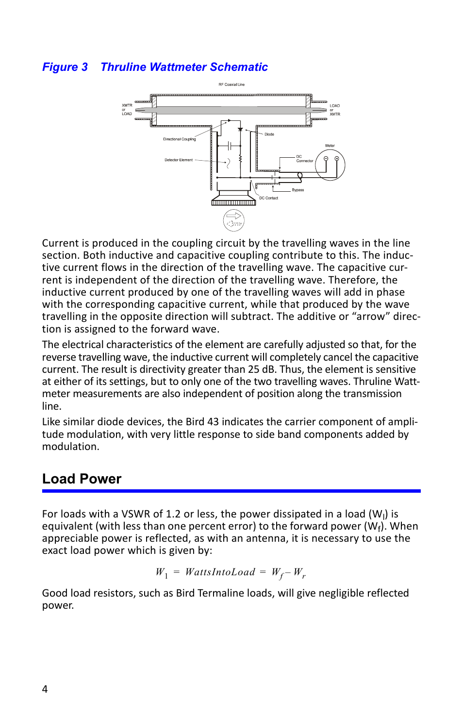 Figure 3 thruline wattmeter schematic, Load power | Bird Technologies 4527 User Manual | Page 16 / 51