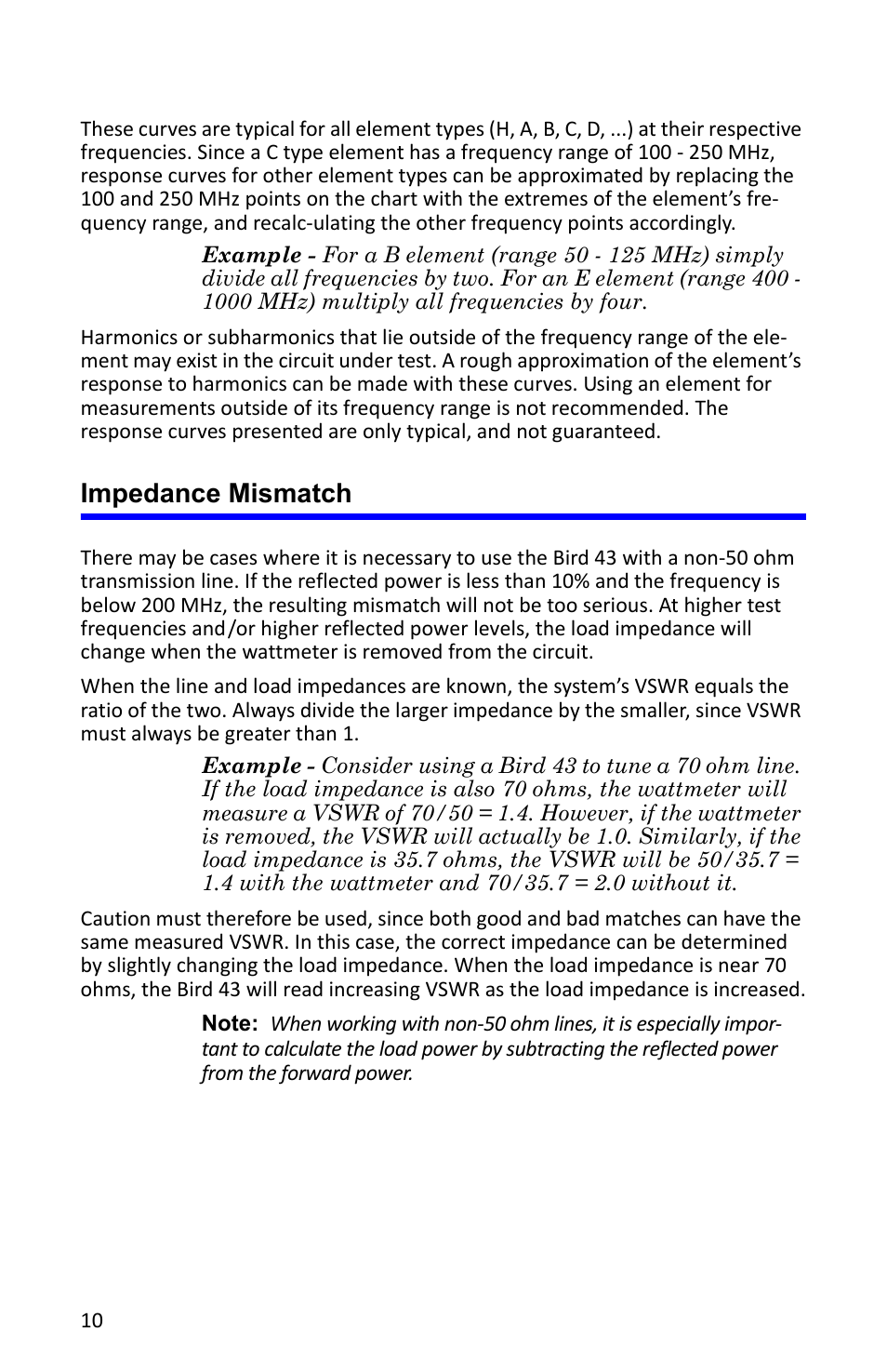 Impedance mismatch | Bird Technologies 4527 User Manual | Page 22 / 51
