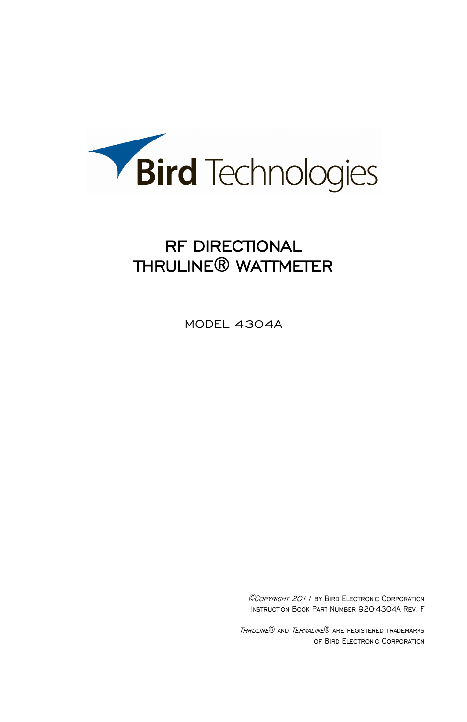Bird Technologies 4304A User Manual | 38 pages