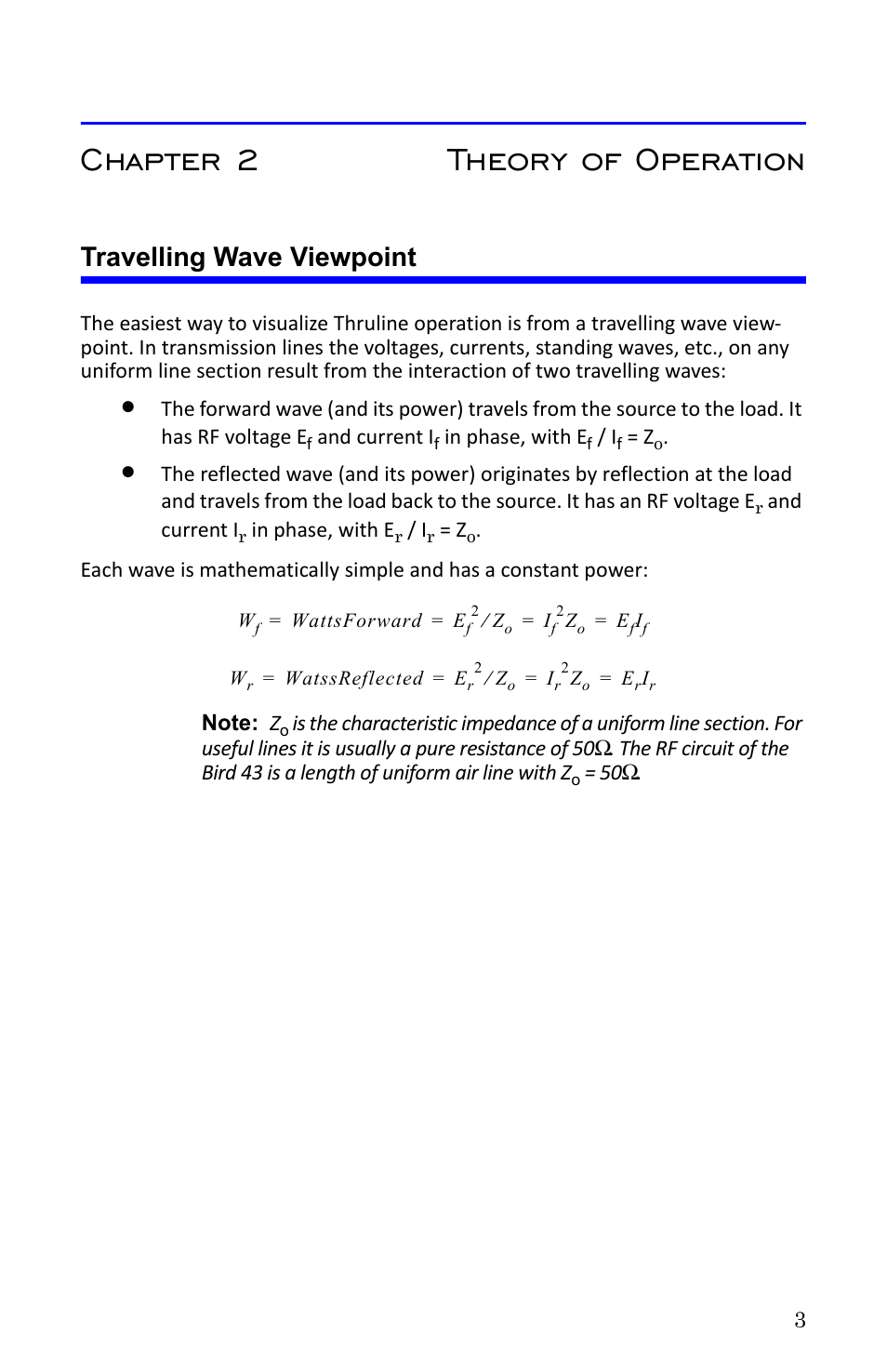 Chapter 2 theory of operation, Travelling wave viewpoint | Bird Technologies 4304A User Manual | Page 14 / 38