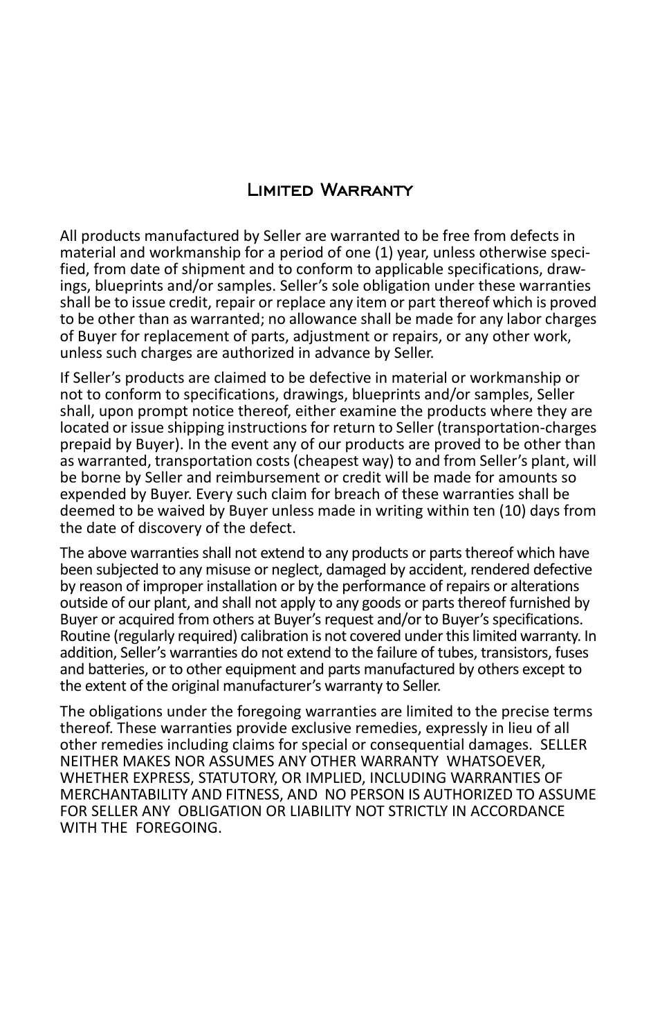 Limited warranty | Bird Technologies 4304A User Manual | Page 38 / 38