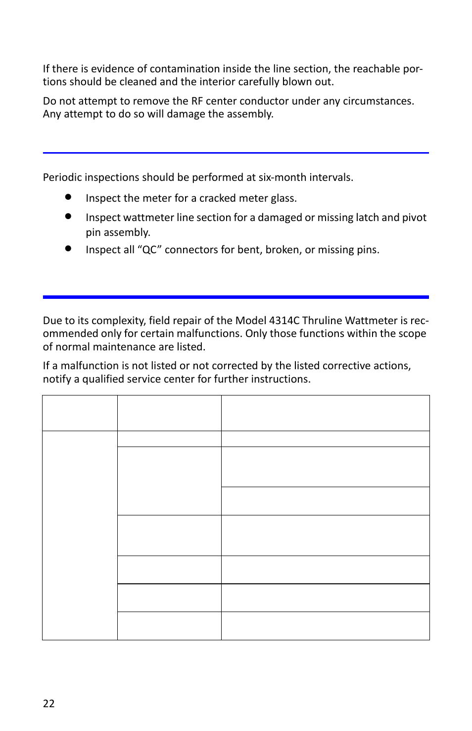 Inspection, Troubleshooting | Bird Technologies 4314C User Manual | Page 34 / 48