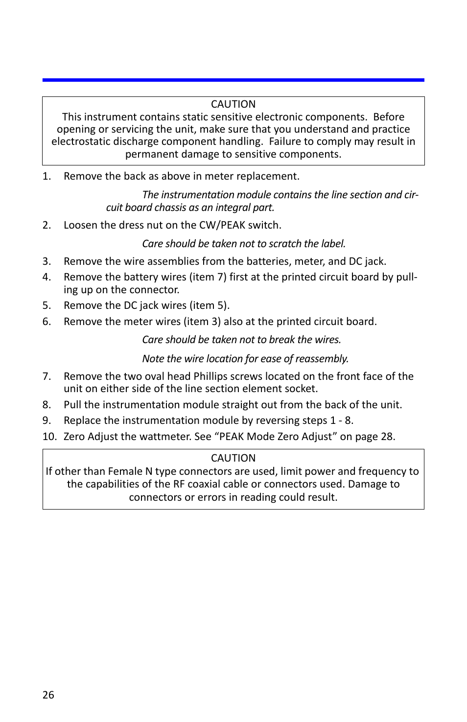 Replacing the instrumentation module | Bird Technologies 4314C User Manual | Page 38 / 48