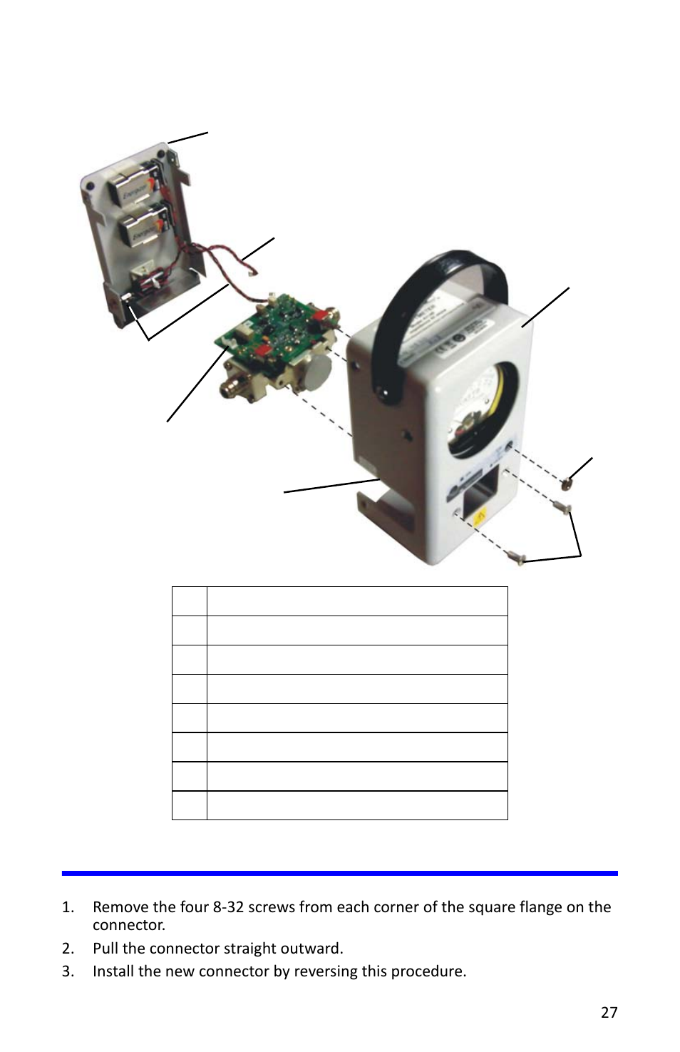 Figure 10 replacing the instrumentation module, Replacing the quick-change connectors | Bird Technologies 4314C User Manual | Page 39 / 48