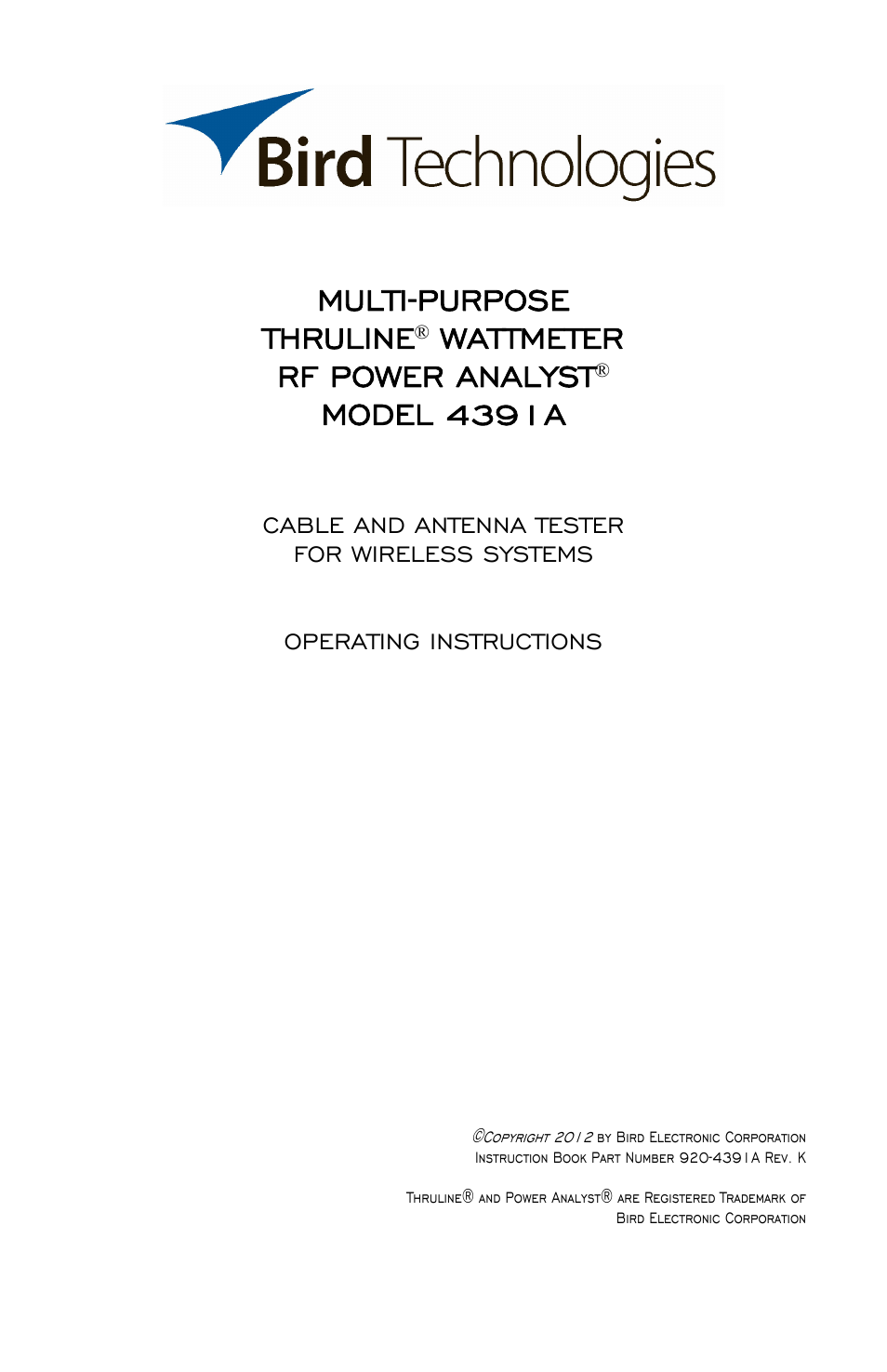 Bird Technologies 4391A User Manual | 46 pages