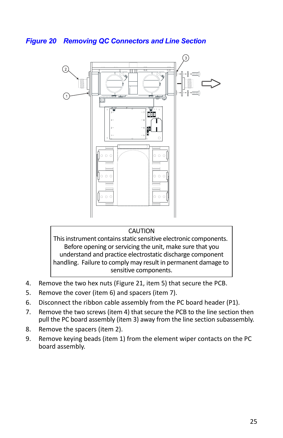 Figure 20 removing qc connectors and line section | Bird Technologies 4391A User Manual | Page 37 / 46