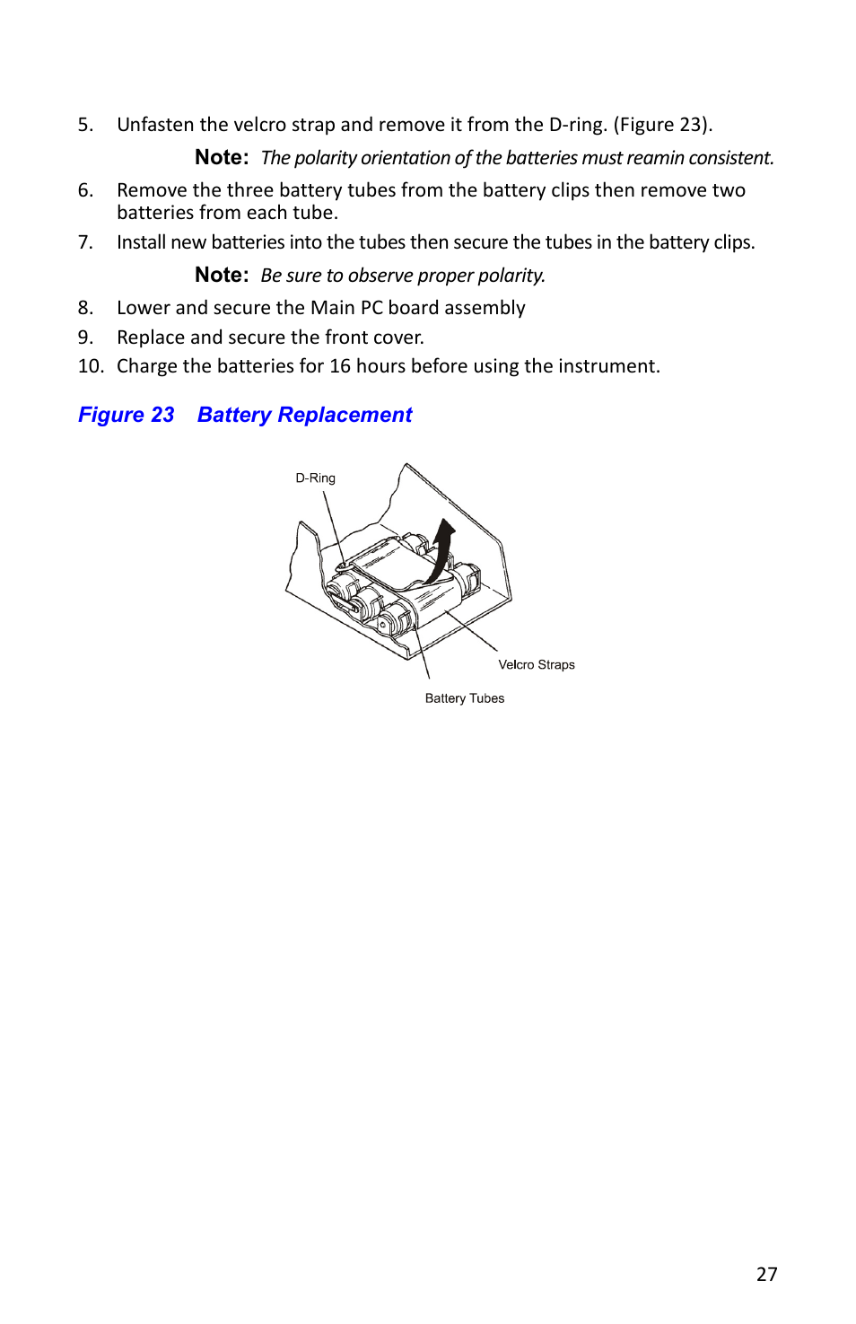 Figure 23 battery replacement | Bird Technologies 4391A User Manual | Page 39 / 46