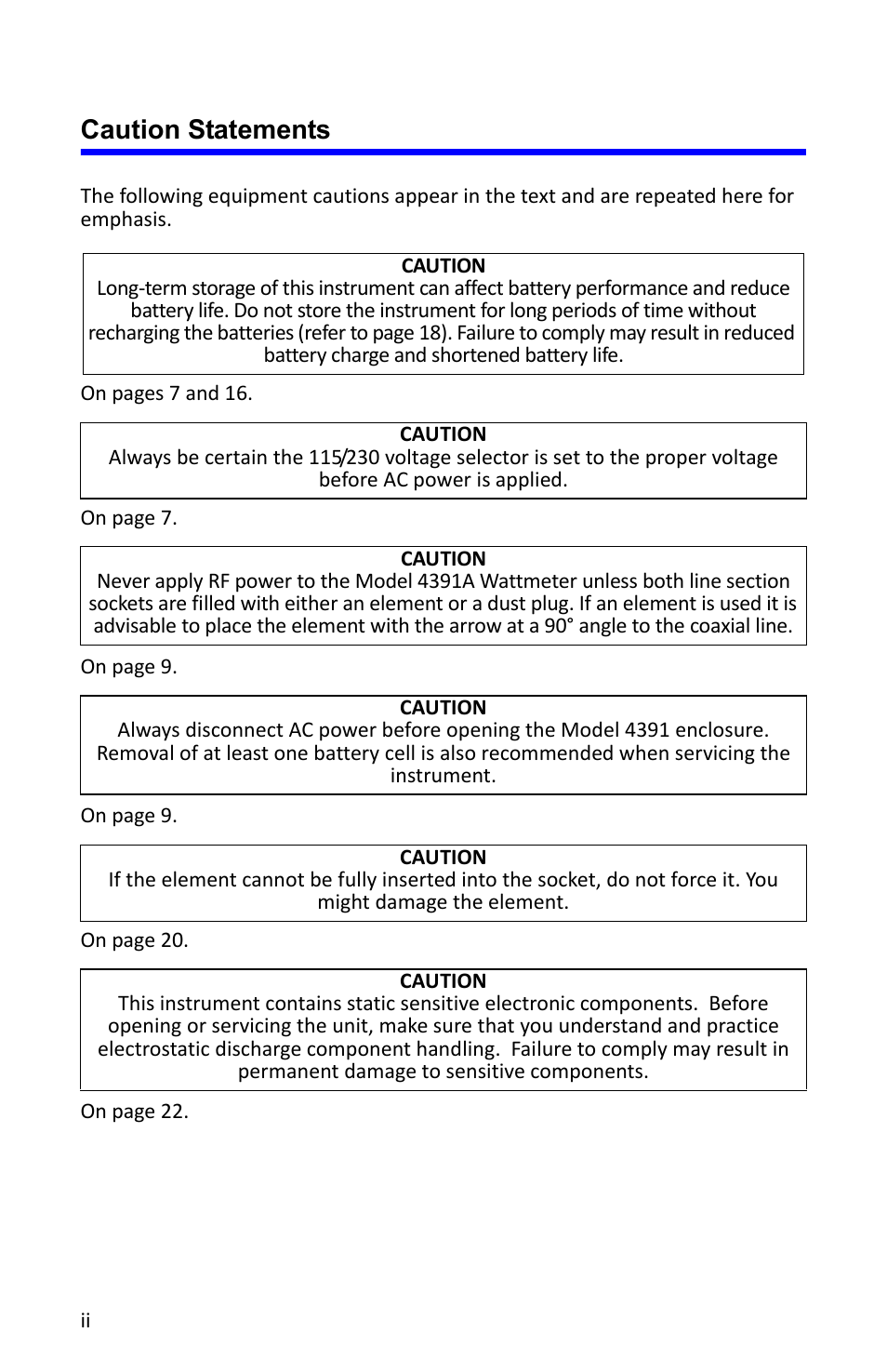 Caution statements | Bird Technologies 4391A User Manual | Page 4 / 46