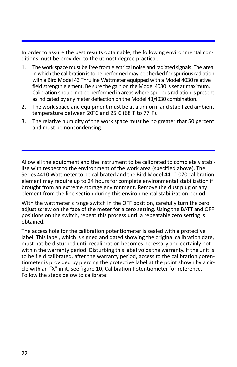 Calibration environment, Calibration procedure, Calibration environment calibration procedure | Bird Technologies 4412A User Manual | Page 32 / 38