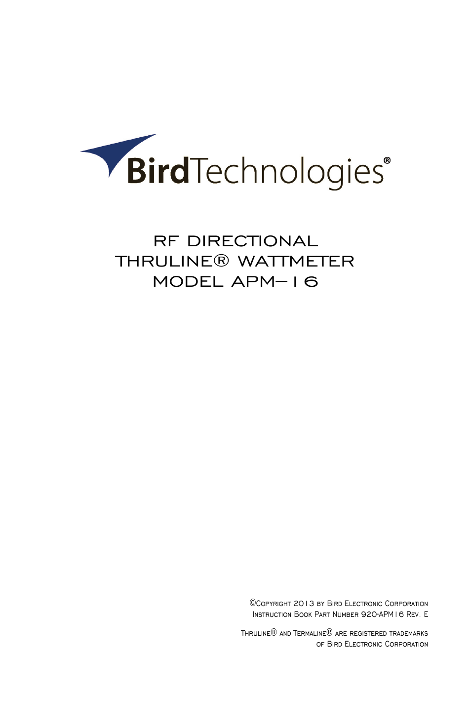 Bird Technologies APM-16 User Manual | 41 pages