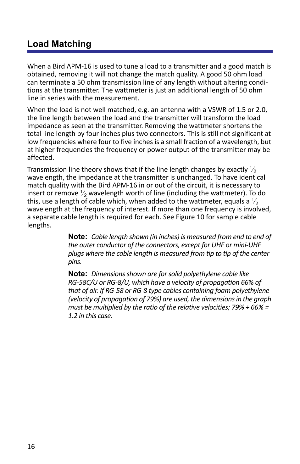 Load matching | Bird Technologies APM-16 User Manual | Page 28 / 41